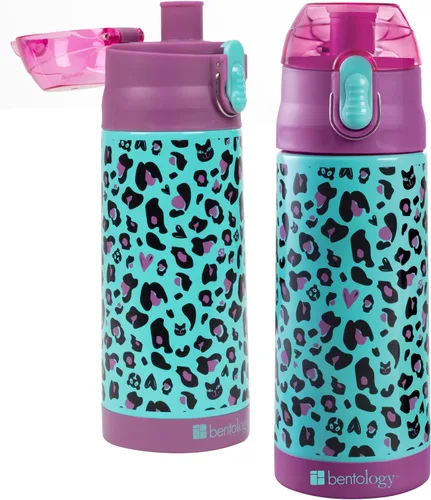 Vista 10 de Bentology - Botella de agua reutilizable de acero inoxidable de 13 onzas para niños, color azul