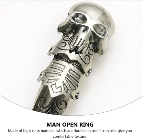 Vista 3 de Holibanna Anillo doble para hombre con articulación de nudillos, anillo doble punk rock águila garra Armadura anillo de actividad, anillos