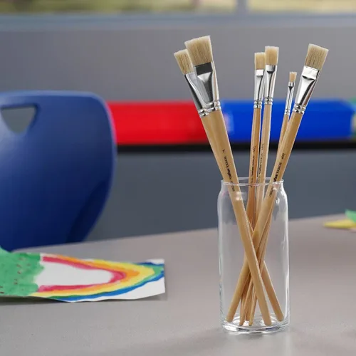Vista 8 de School Smart Pinceles de pintura blanca entrelazados para uso escolar y de artes y manualidades, varios tamaños, juego de 72