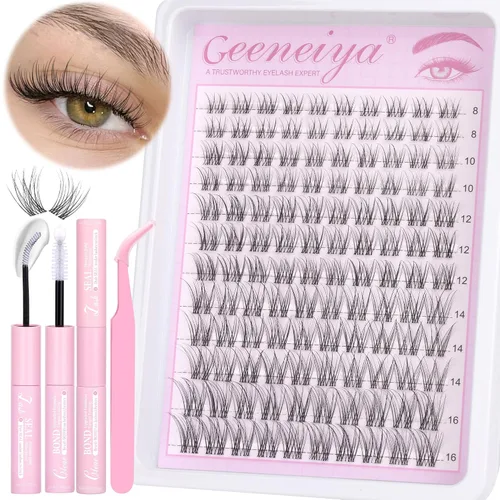 Vista 9 de Extensiones de pestañas en racimo con banda transparente, pestañas cortas y onduladas C, extensiones de pestañas naturales en racimo, pestañas