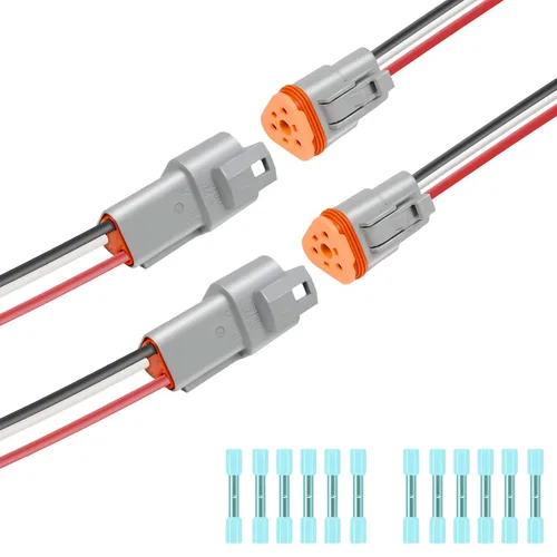 Vista 10 de Kit de 6 conectores Deutsch DT de 2 pines negro macho hembra arnés de cableado Deutsch Pigtail de 2 vías impermeable conector eléctrico automotriz