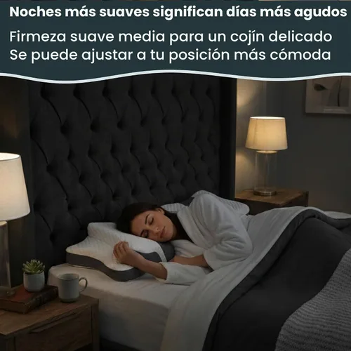 Vista 5 de Almohada cervical ergonómica para dormir – Almohada cervical de espuma viscoelástica para personas que duermen de lado y de espalda – Soporte