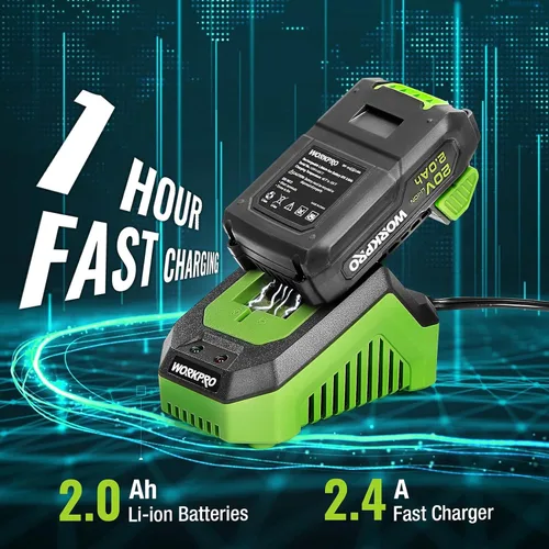 Vista 3 de WORKPRO Llave de impacto inalámbrica de 20 V, de 1/2 pulgada, par máximo de 320 pies-libra, batería de iones de litio de 2.0 Ah con cargador rápido