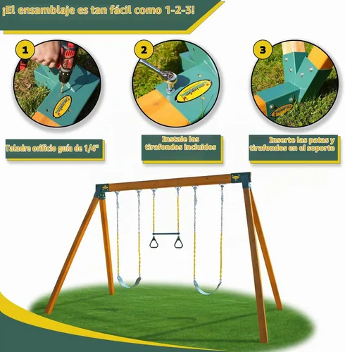 Vista 9 de Eastern Jungle Gym Easy 1-2-3 A-Frame - Soporte para columpio, color verde