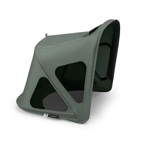 Vista 14 de Bugaboo Toldo para el sol con mosquitera para cochecitos de canguro y zorro, color cereza oscuro Paneles de ventilación, tejido UPF 50+, repelente