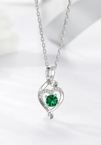 Vista 2 de CELESTIA Collares de plata de ley 925 con piedra natal para mujer, cadena de 18 pulgadas