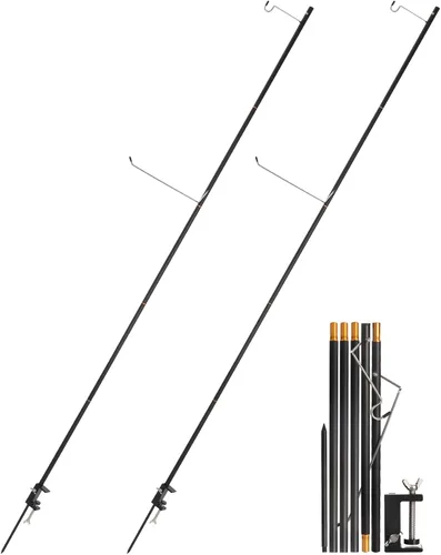 Vista 10 de REDCAMP Farol plegable de 72 pulgadas de alto con estacas y ganchos, postes de lámpara plegables de aleación de aluminio ultraligeros portátiles