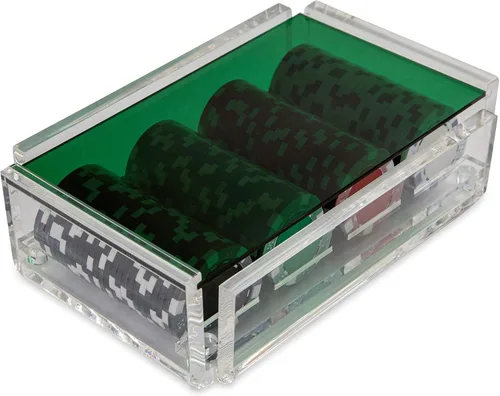 Vista 14 de La Ficha - Juego de fichas de póquer, 100 fichas resistentes y resistentes, incluye 4 fichas de color para jugar, caja de acrílico hecha a mano