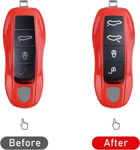 Vista 5 de Jaronx Compatible con Cubierta de Botón de Llave Porsche, Protector de Silicona de Goma para Botón de Llavero Compatible con Porsche Boxster Cayman