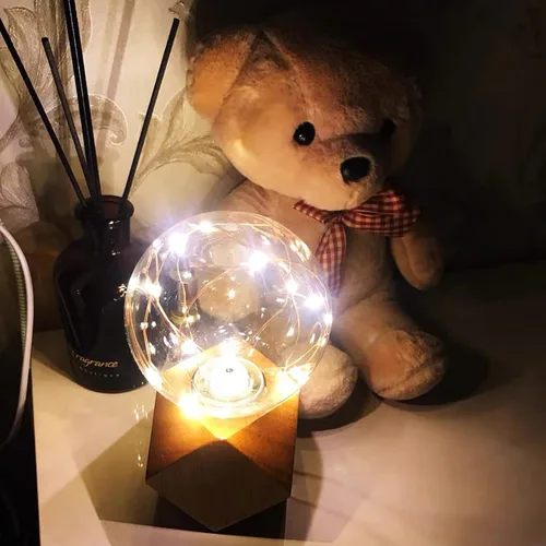 Vista 3 de Lámpara de mesa pequeña de madera Edison bombilla regulable lámpara de escritorio E26 60W luz nocturna industrial boho deco para dormitorio, sala