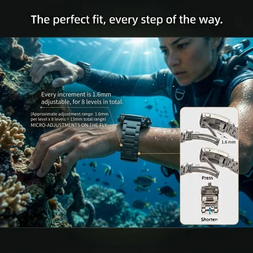 Vista 2 de LDFAS Adjustable Buckle Band for Fenix 9 Pro/8X 51MM Band 26mm Quick Fit Titanium SSR-negro