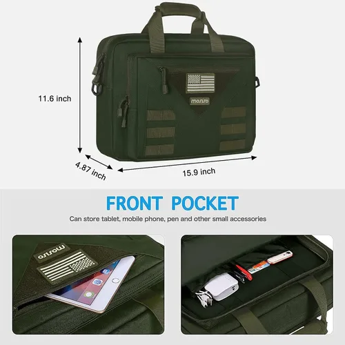 Vista 4 de MOSISO Bolsa táctica para laptop de 15.6 pulgadas para hombres, bolsa de mensajero táctica de 15-16 pulgadas, bolsa de hombro con múltiples Verde