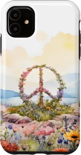 Vista 8 de Floral Peace Sign Watercolor Case for iPhone 17