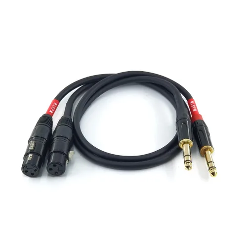 Vista 9 de Cable XLR a 1/4 TRS de 0.250 in de doble canal a 3 pines XLR hembra XLR a 1/4 estéreo equilibrado adaptador de micrófono de 1 pie
