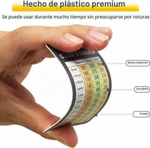 Vista 2 de Tarjeta de tabla de rango de palos de golf, fácil de transportar con tamaño de tarjeta de crédito, resistente tarjeta de golf para golfistas Card