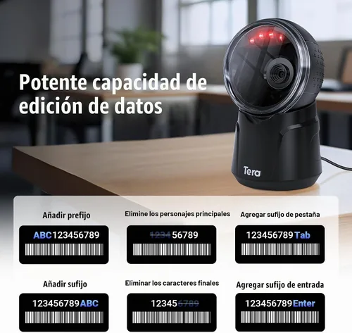 Vista 5 de Tera Escáner de código de barras omnidireccional de escritorio: 2D USB