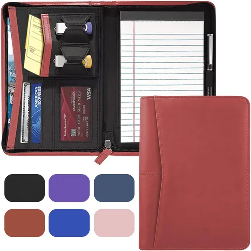 Vista 8 de Organizador de Portafolio Pequeño, Portafolio de Negocios A5 con Cremallera, Carpeta Padfolio Junior para Mujeres y Hombres, Bloc de Escritura de 5