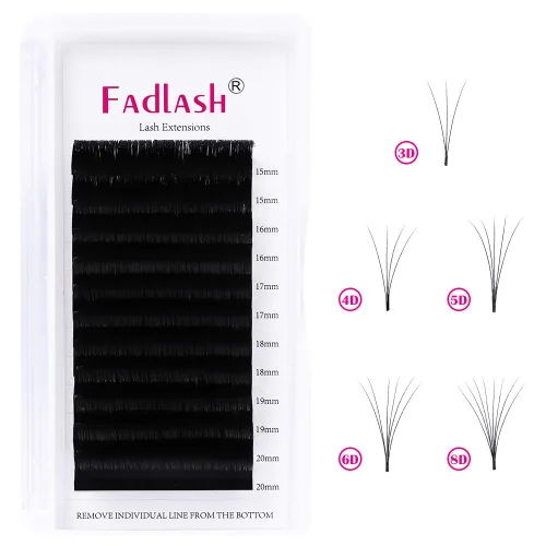Vista 6 de Extensiones de Pestañas Rizo B Fácil Florecimiento Extensión de Pestañas Negro Mate Extensiones de Pestañas de Volumen Rápido Florecimiento Pestañas