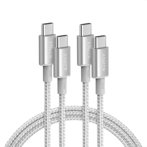 Vista 12 de Anker Cable USB C a USB C, paquete de 2 cables de carga tipo C de 100 W, carga rápida para iPhone 17 Series, MacBook Pro 2020, Pixel y más