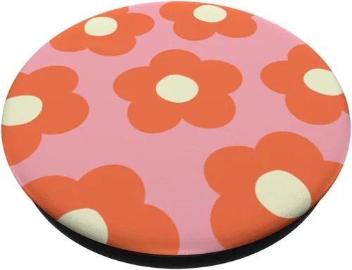 Vista 2 de PopSockets Danés Estética Pastel Margarita Flor Preppy Naranja Quemado PopSockets Intercambiables PopGrip