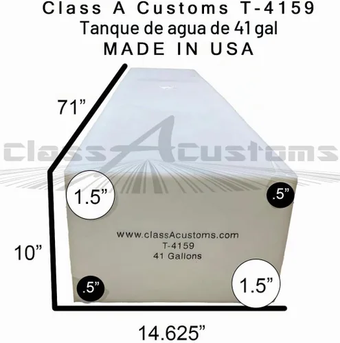 Vista 5 de Class A Customs T-4159 Tanque de retención de agua dulce de 41 galones para RV y camión de comida de concesión Fabricado en EE. UU.