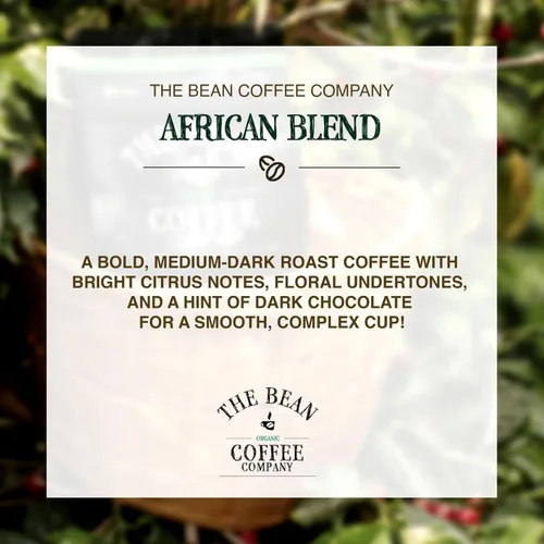 Vista 3 de The Bean Organic Coffee Company Mezcla africana, tostado medio, café molido, bolsa de 16 onzas, Café molido tostado orgánico