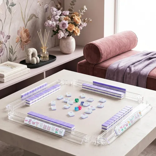 Vista 6 de Soulchen Juego de mahjong americano con temática de mariposa de 1.2 Morado