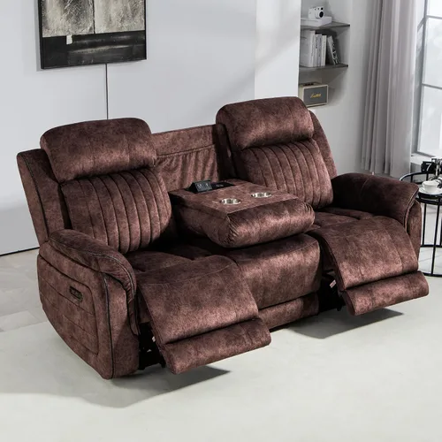 Vista 11 de Zero Gravity - Sofá biplaza reclinable eléctrico con reposacabezas ajustable, sofá reclinable eléctrico con consola, sofá reclinable eléctrico