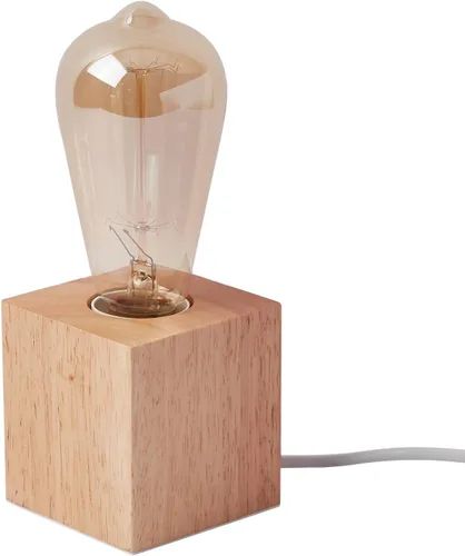 Vista 7 de Lámpara de mesa pequeña de madera Edison bombilla regulable lámpara de escritorio E26 60W luz nocturna industrial boho deco para dormitorio, sala