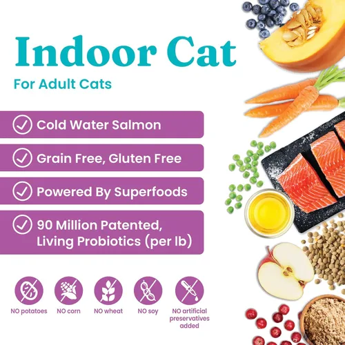 Vista 2 de Solid Gold Let's Stay in – Alimento seco para gatos de interior – Bola de pelo y apoyo estomacal sensible – Salmón 3 libras – Paquete variado