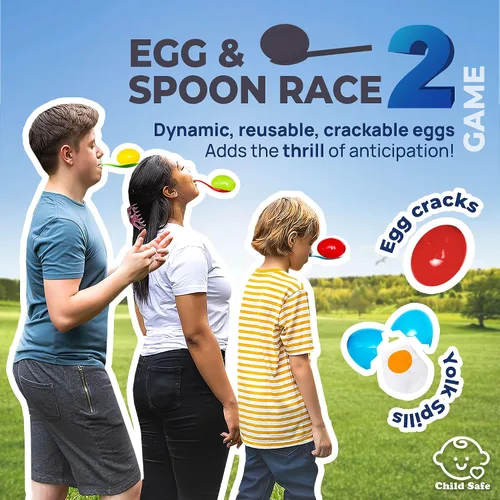 Vista 5 de Shop Square Juegos de campo al aire libre, bolsas de carreras de saco de patatas para niños y adultos, carreras de huevos y cucharas, bandas