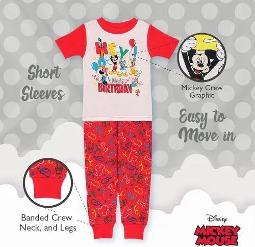 Vista 4 de Disney Boys' Mickey Mouse 2-Piece Snug-fit Cotton Pajamas Set