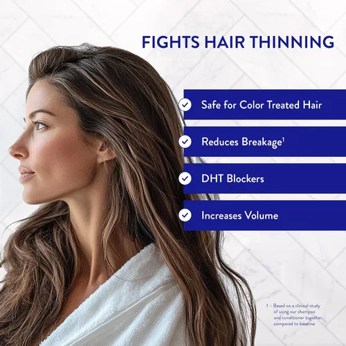 Vista 3 de Routine Wellness Set de champú y acondicionador antiadelgazamiento para el cabello adelgazante, bloqueador de biotina DHT para mujeres y hombres