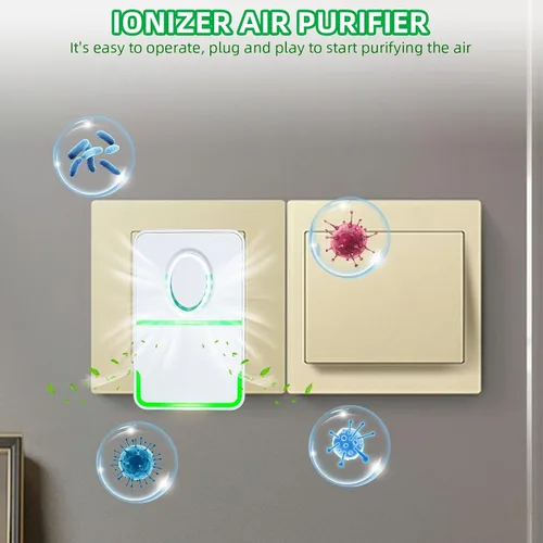 Vista 9 de Paquete de 8 purificadores de aire enchufables, ionizador de aire negativo 2026 para uso doméstico, mini filtro de aire móvil sin filtro con luz