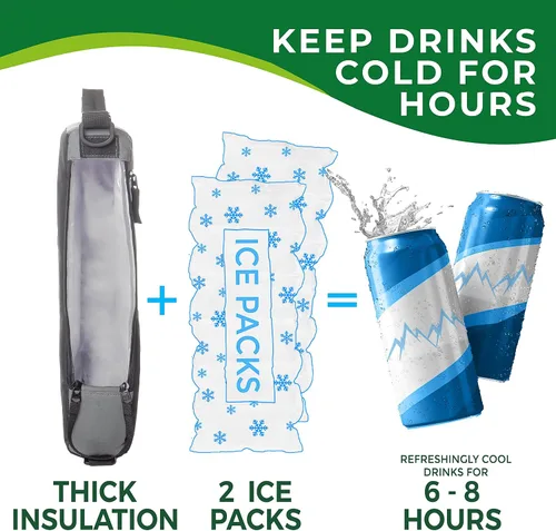 Vista 3 de Falcona Wild Bolsa enfriadora de golf más 2 paquetes de hielo – Mantiene las bebidas frías durante horas – Capacidad para 6 latas – Cabe