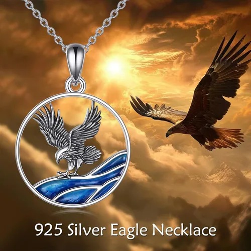 Vista 6 de KZX Collar de plata de ley con colgante de gato, perro, fénix, águila, ballena, tiburón, frailecillo, estrella de mar, pollo, mariposa, búho, abeja