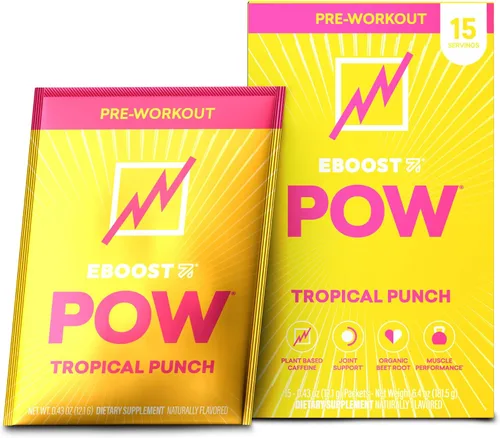 Vista 9 de EBOOST POW Natural - Polvo de preentrenamiento – 15 paquetes – Berry Melon Fizz – Un suplemento preentrenamiento para el rendimiento, apoyo