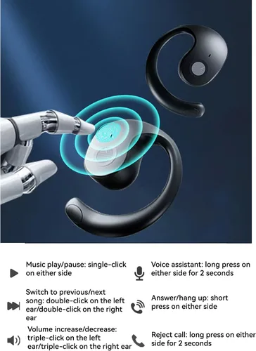 Vista 7 de Traductor de idiomas Auriculares, Audífonos Traductores en Tiempo Real, Soporte 75 Idiomas Auricular Inalámbrico Bluetooth (Beige)