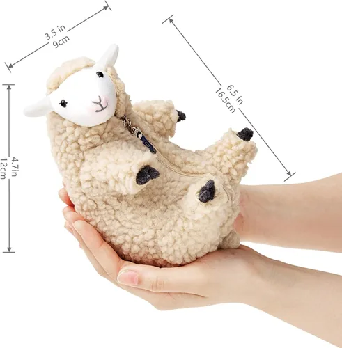 Vista 2 de Furvana Animal de peluche de oveja afeitada, juguete de peluche de oveja, lindo peluche para niñas, amigo de mascota durmiendo, animal de peluche