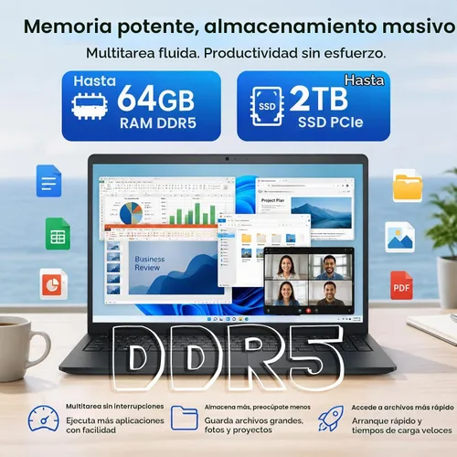 Vista 3 de Dell Portátil con pantalla táctil 15, Intel i5-1334U, 16GB DDR5 RAM, SSD