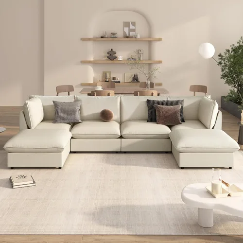 Vista 20 de KLMM Elegante sofá modular grande en forma de L de 2 piezas con dos almohadas, para sala de estar, oficina, apartamento, dormitorio, salón
