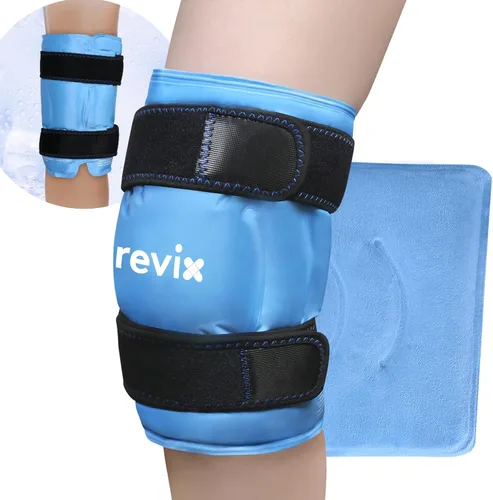 Vista 8 de REVIX Paquete de hielo XL para recuperación de reemplazo de rodilla, envoltura de hielo con compresión fría para molestias y fatiga, paquete frío