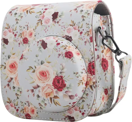 Vista 19 de Funda Protectora Compatible con Cámara de Fotos Instantáneas Fujifilm Instax Mini 12 11 9 8 con Bolsillo y Correa Ajustable (Mariposa Grande Pequeña)