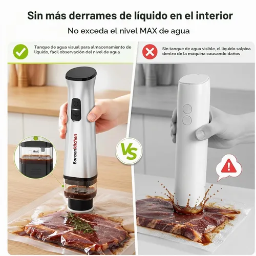 Vista 3 de Bonsenkitchen Sellador al vacío de mano para viajes, 30 bolsas Plateado