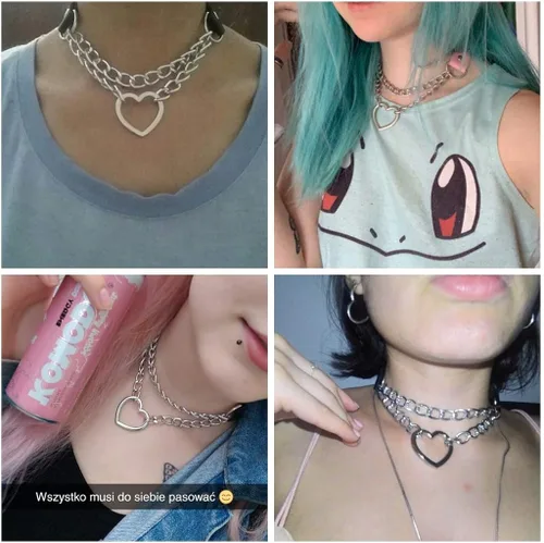 Vista 2 de eYLun Gargantilla de cuero con corazón para mujeres y niñas, collar con colgante de cuero punk gótico, No