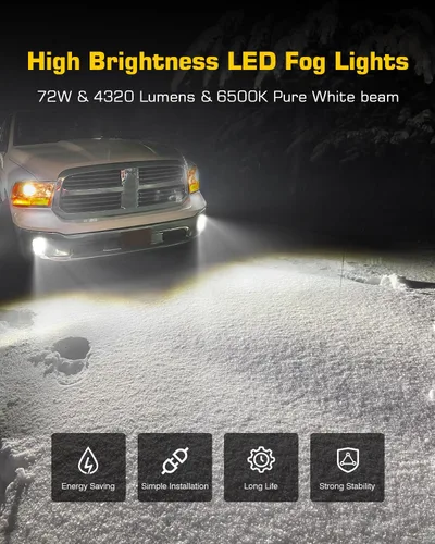 Vista 5 de Kit de Ensamblaje de Luces Antiniebla LED DRL de Repuesto Compatible con Dodge Ram 1500 2013 2014 2015 2016 2017 2018 y 2019 2020 Modelo Classic