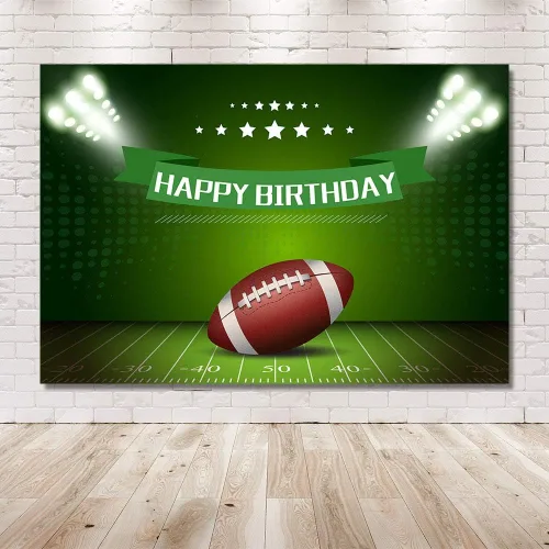Vista 6 de MEHOFOTO - Fondo de fotografía de fútbol americano con temática de niño feliz cumpleaños, decoración de fiesta, rugby, deportes, campo de fútbol