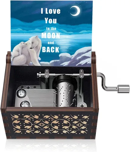 Vista 7 de Caja de música La Bella y La Bestia, regalo de madera para San Valentín, Navidad, cumpleaños, aniversario para esposa, novia, marido, novio, niña