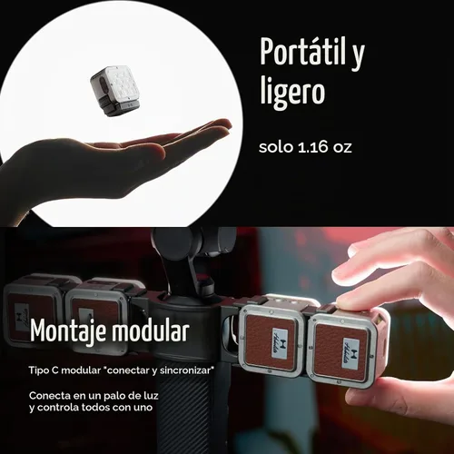Vista 4 de HARLOWE Atom 2 - Luz de video LED magnética, kit de luz dual Pocket 3
