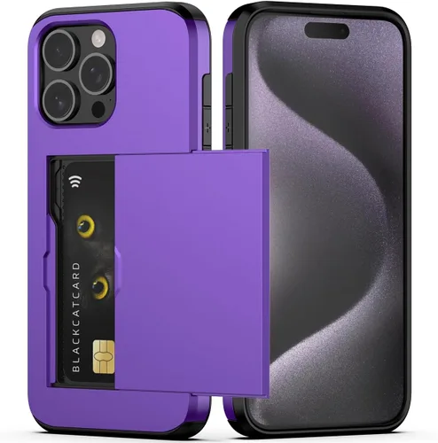 Vista 33 de Nvollnoe Compatible con iPhone 15 Funda con ranura para tarjetas, resistente, protectora de doble capa, a prueba de golpes, ranura oculta